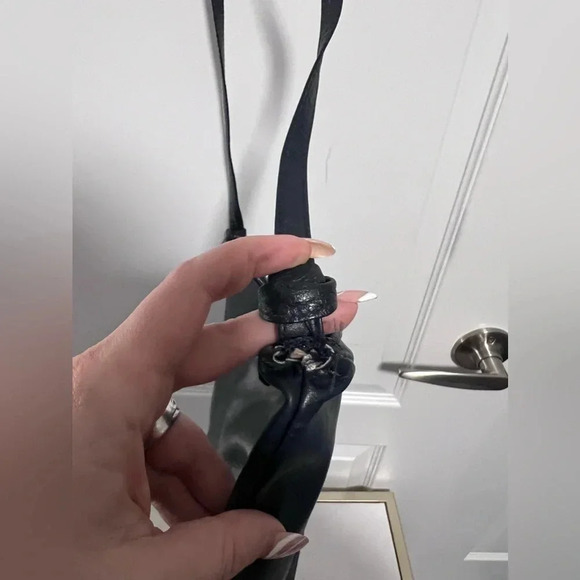 Vintage | Genuine Leather Navy  Half Moon Crossbody Purse - Picture 4 of 10